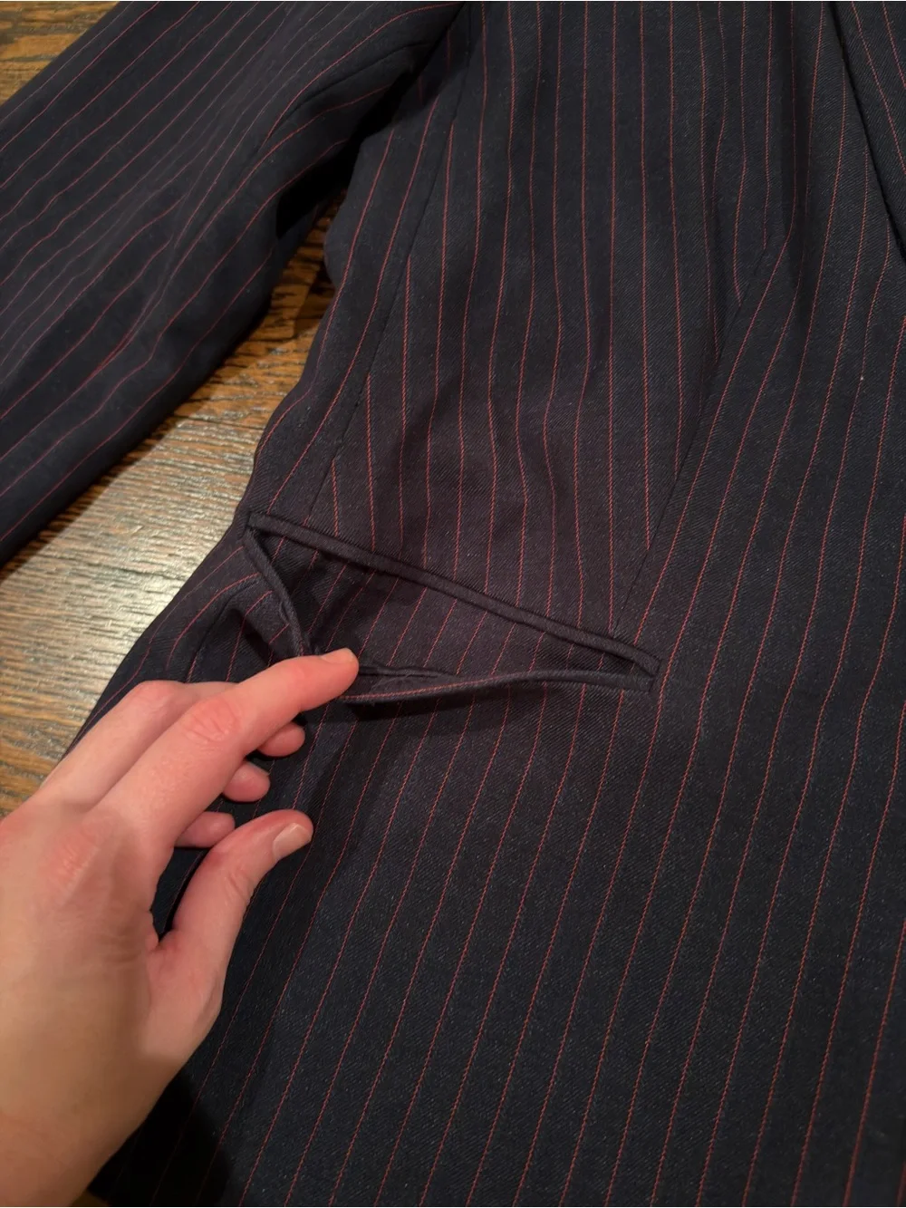 Vintage Liz Claiborne Navy Blazer with Red Pinstripes